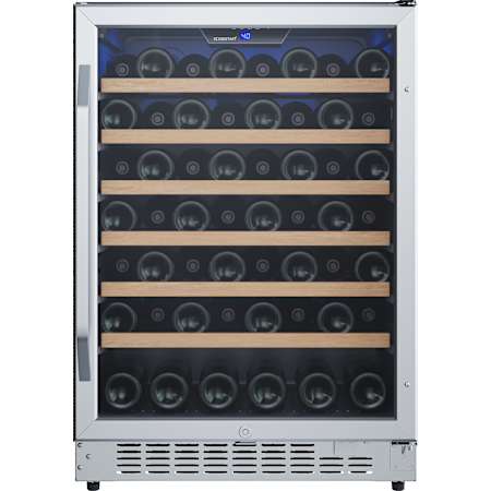 EdgeStar 24 Inch Wide 53 Bottle Built-In Single Zone Wine Cooler with Reversible Door and LED Lighting Stainless Steel