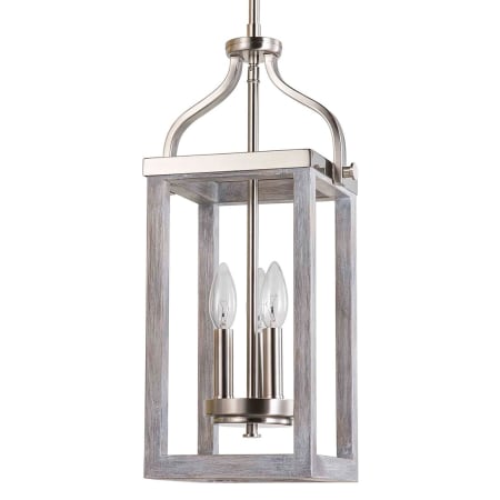 Eglo Montrose 3 Light 9" Wide Mini Pendant Acia Wood / Brushed Nickel