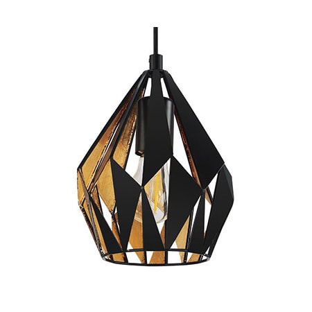 Eglo Carlton 3 7-1/4" Wide Mini Pendant Matte Black / Gold Leaf