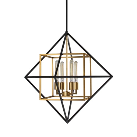 Eglo Pryor 4 Light 27" Wide Square Chandelier Black / Gold