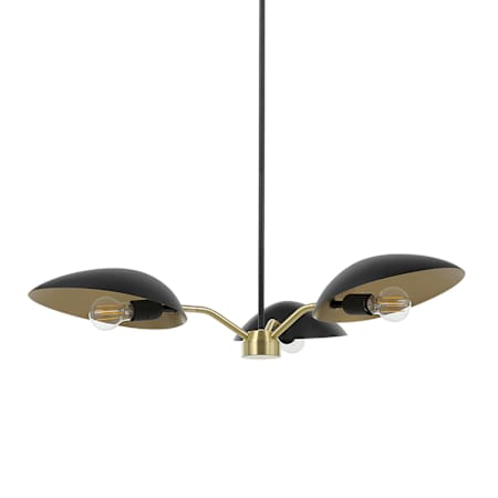 Eglo Lindmoor 3 Light 36" Wide Chandelier Black / Brushed Brass