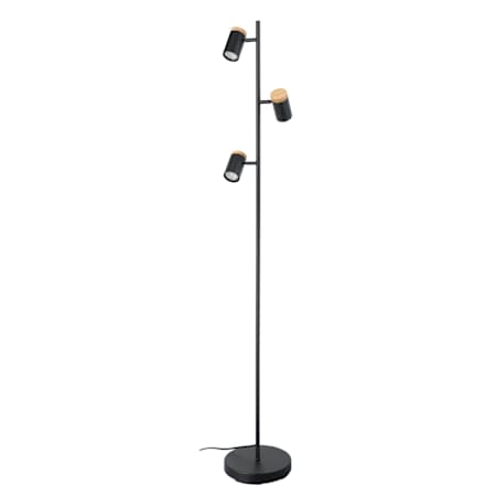 Eglo Chatterton 3 Light 64" Tall Spotlight Floor Lamp Structured Black / Wood Accent