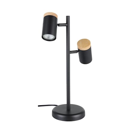 Eglo Chatterton 2 Light 18" Tall Spotlight Table Lamp Structured Black / Wood Accent