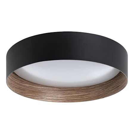 Eglo Ester 15" Wide LED Flush Mount Drum Ceiling Fixture Black / Sandalwood / White