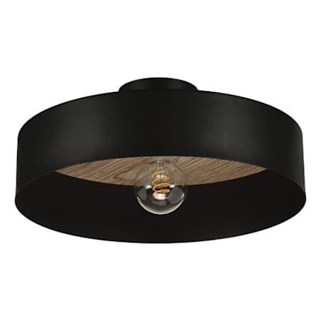 Eglo Duaia 17" Wide Semi-Flush Drum Ceiling Fixture Black / Sandalwood