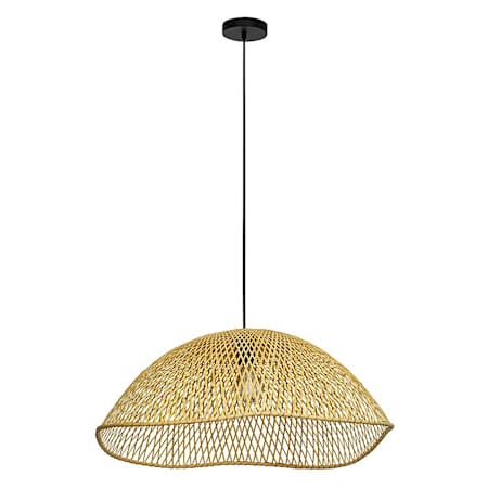 Eglo Sambucona 28" Wide Pendant Matte Black / Natural