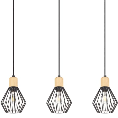 Eglo Palmorla 3 Light 32" Wide Linear Pendant Structured Black / Natural Wood