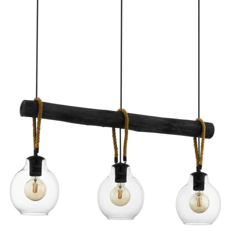Eglo Roding 3 Light 35" Wide Commercial Wood Linear Pendant Structured Black