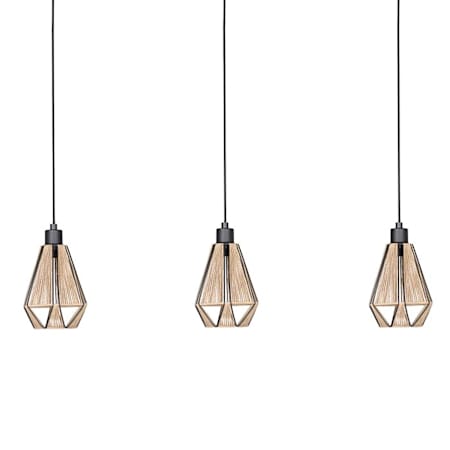 Eglo Adwickle 3 Light 7" Wide Multi Light Pendant Black / Natural Fabric