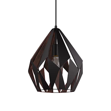 Eglo Carlton 1 15" Wide Pendant Black / Copper