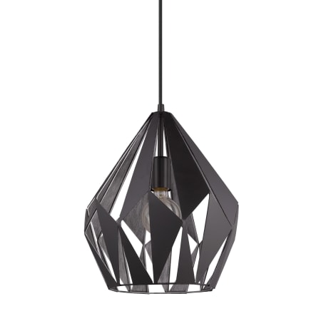 Eglo Carlton 1 - 12" Wide 1 Light Abstract Single Pendant with Cut-Out Style Shade Black / Silver