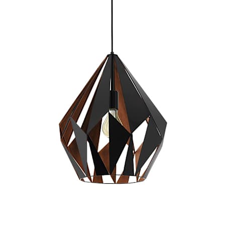 Eglo Carlton 1 15" Wide Pendant Matte Black / Copper