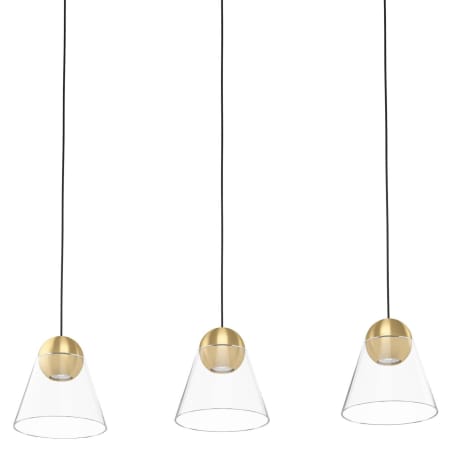 Eglo Cerasella 3 Light 35" Wide Commercial Linear Pendant Brushed Brass