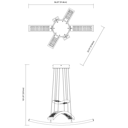 Elan-Crushed Ice Double Cross Pendant-Line Drawing