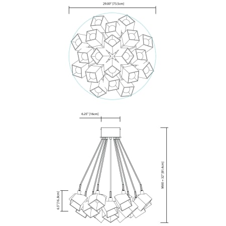 Elan-Icekubez Large Pendant Cluster - Short-Line Drawing