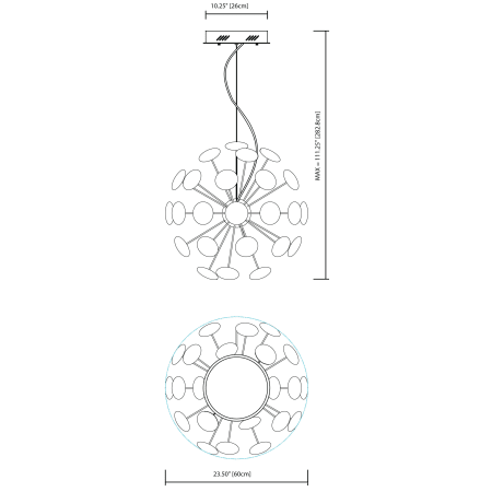 Elan-Kotton Chandelier-Line Drawing