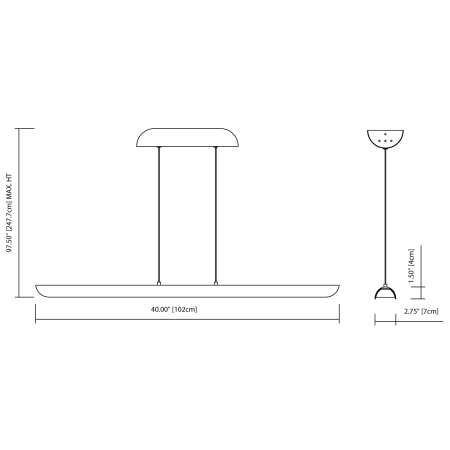 Elan-Marv Linear Chandelier-Line Drawing