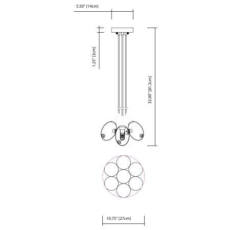 Elan-Menicus Pendant Cluster - Short-Line Drawing