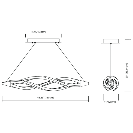 Elan-Meridian Linear Chandelier-Line Drawing