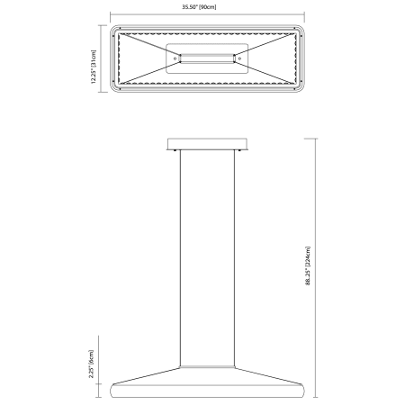 Elan-Skies Linear Chandelier-Line Drawing