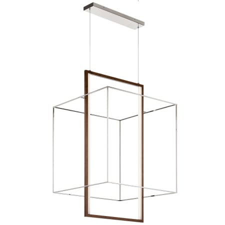 Elan Viho 26" LED Foyer Pendant Polished Nickel / Faux Wood