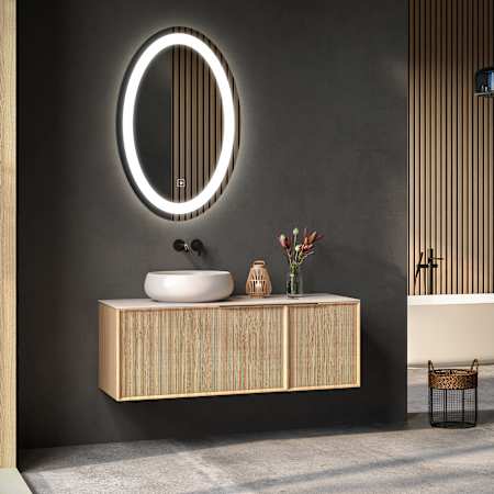 Electric Mirror Eternity with Ava 21" W x 30" H Circular Frameless Bathroom Wall Mirror with Light N/A