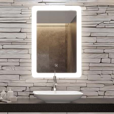 Electric Mirror Eyla with Keen 24" W x 36" H Rectangular Frameless Bathroom Wall Mirror with Light N/A
