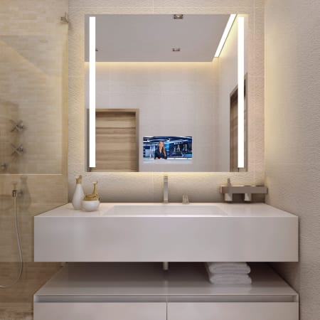 Electric Mirror Fusion with 21" TV 48" W x 42" H Rectangular Frameless Bathroom Wall Mirror with Light N/A