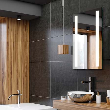 Electric Mirror Fusion 24" W x 28" H Rectangular Frameless Bathroom Wall Mirror with Light N/A