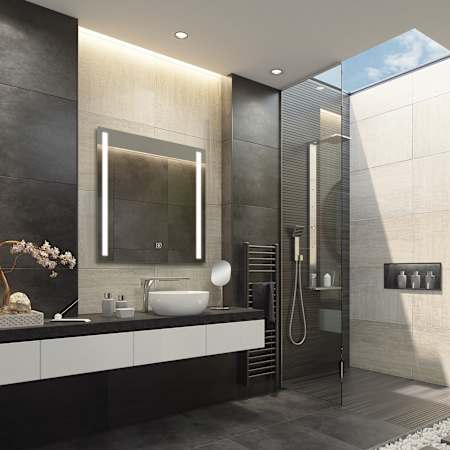 Electric Mirror Fusion with Ava 36" W x 36" H Rectangular Frameless Bathroom Wall Mirror with Light N/A