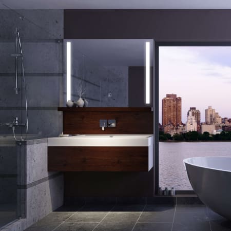 Electric Mirror Fusion with Ava 48" W x 36" H Rectangular Frameless Bathroom Wall Mirror with Light N/A