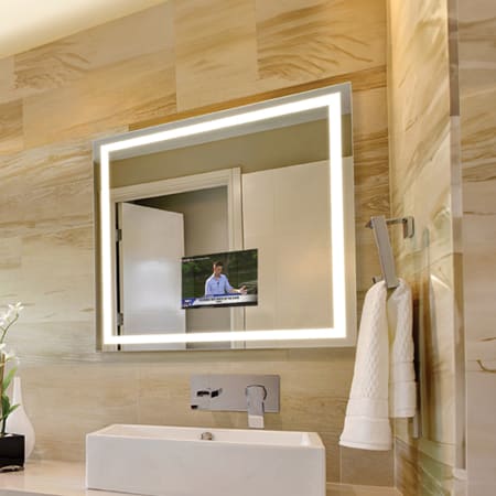 Electric Mirror Integrity with 15" TV 48" W x 42" H Rectangular Frameless Bathroom Wall Mirror with Light N/A