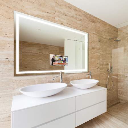 Electric Mirror Integrity with 15" TV 60" W x 42" H Rectangular Frameless Bathroom Wall Mirror with Light N/A