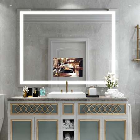 Electric Mirror Integrity with 21" TV 54" W x 42" H Rectangular Frameless Bathroom Wall Mirror with Light N/A