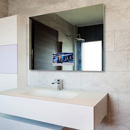 Electric Mirror Loft with 15.6" TV 50" W x 40" H Rectangular Frameless Bathroom Wall Mirror with Light N/A