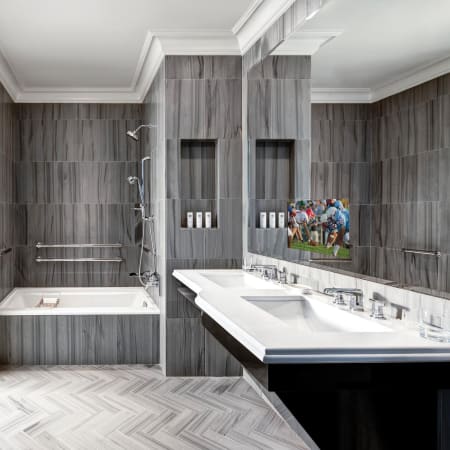 Electric Mirror Loft with 15.6" TV 60" W x 40" H Rectangular Frameless Bathroom Wall Mirror with Light N/A