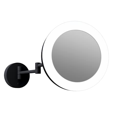 Electric Mirror Glamour 8" Diameter Circular Framed Bathroom Wall Mirror with Light Matte Black