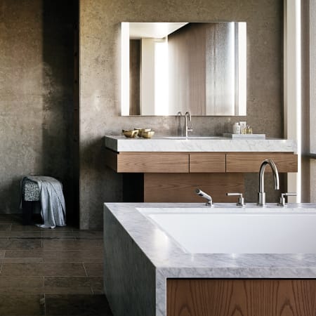 Electric Mirror Novo 48" W x 36" H Rectangular Frameless Bathroom Wall Mirror with Light N/A