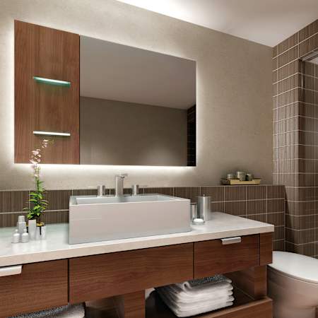 Electric Mirror Serenity 48" W x 36" H Rectangular Frameless Bathroom Wall Mirror with Light N/A