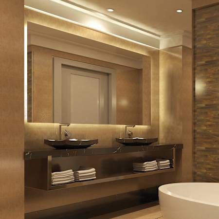 Electric Mirror Serenity 60" W x 36" H Rectangular Frameless Bathroom Wall Mirror with Light N/A