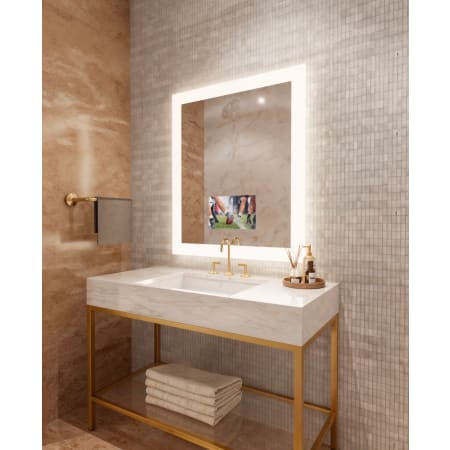 Electric Mirror Silhouette with 15" TV 36" W x 42" H Rectangular Frameless Bathroom Wall Mirror with Light N/A