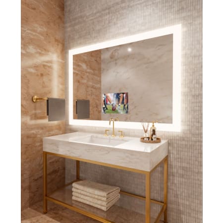 Electric Mirror Silhouette with 15" TV 60" W x 42" H Rectangular Frameless Bathroom Wall Mirror with Light N/A