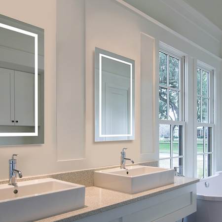 Electric Mirror Unity 24" W x 36" H Rectangular Frameless Bathroom Wall Mirror with Light N/A