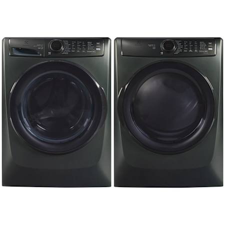 Electrolux 27 Inch Wide 4.5 Cu. Ft. Front Load Washer and 27 Inch Wide 8 Cu. Ft. Gas Dryer Laundry Pair with Pure Rinse Option and Predictive Dry Alpine Green