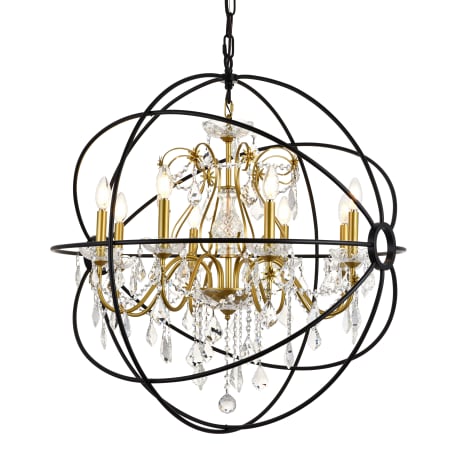 Elegant Lighting Cordelia 8 Light 32" Wide Crystal Chandelier with Clear Royal Cut Crystals Black / Gold