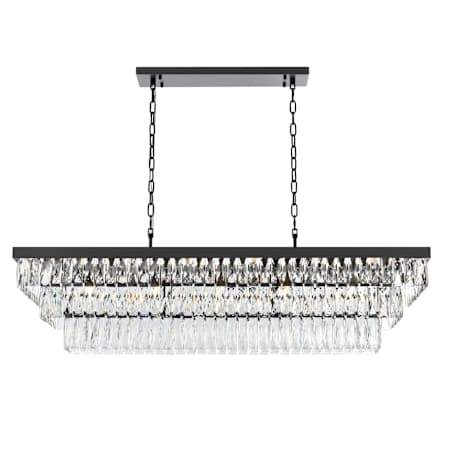 Elegant Lighting Josephine 17 Light 48" Wide Linear Chandelier Black