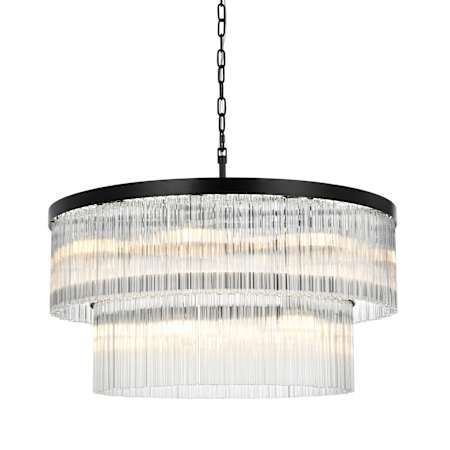 Elegant Lighting Harlow 14 Light 32" Wide Waterfall Chandelier Black