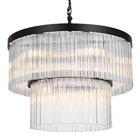Elegant Lighting Harlow 9 Light 24" Wide Waterfall Chandelier Black