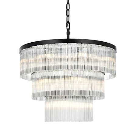 Elegant Lighting Harlow 18 Light 32" Wide Waterfall Chandelier Black