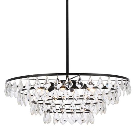 Elegant Lighting Ella 6 Light 28" Wide Crystal Waterfall Chandelier with Clear Crystal Accents Black